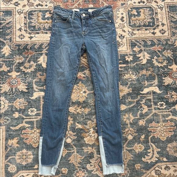 Pilcro and the Letterpress 25 Script Two-Tone Blue Ankle Skinny Jeans - Picture 1 of 8